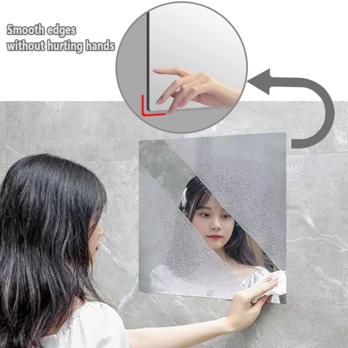 Image of Flitpic Wall Mirror Tiles,Full Length Tiles,Flexible Full Body Mirror for Bedroom,Living Room,Acrylic Wall-Mounted Mirrors,Frameless Mirror (12''x12''x4PCS)