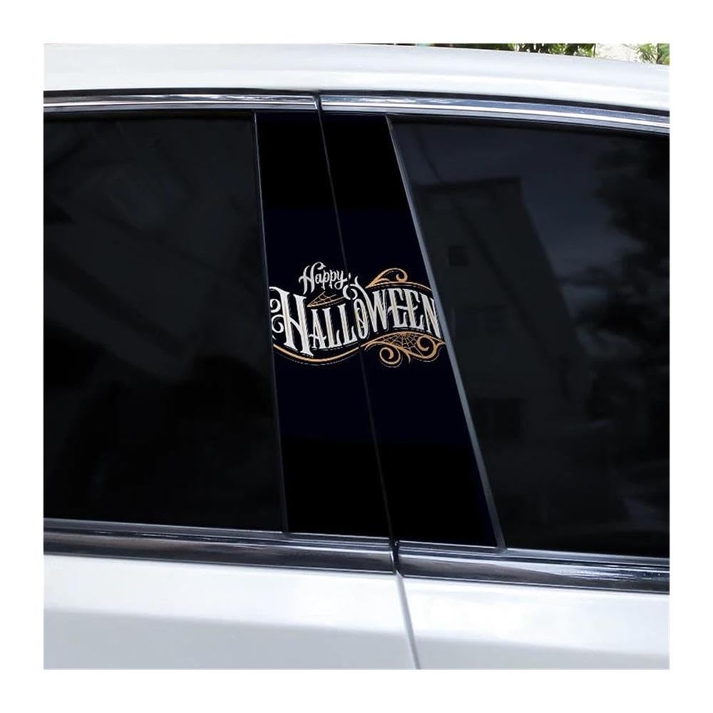 Body Parts 2pcs Halloween in English Car Center Column Sticker DIY Car B-Pillar Decorative Decals(E)
