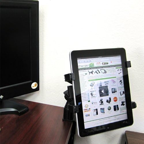 ChargerCity 4" Desktop Stand C Clamp Tablet Mount for Distance Learning with 360° Swivel Adjust Holder for Apple iPad Air Pro Mini Surface Pro Samsung Galaxy Tab & Other 7"-12" Tablets.
