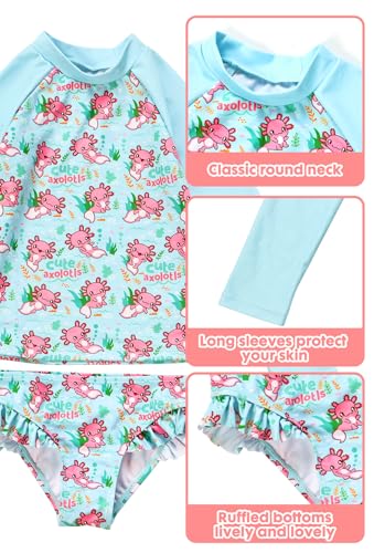 Image of Girls Swimsuit,Toddler Girls Bathing Suit Long Sleeve Rush Guard Swimwear,UPF 50+ Quick Dry Summer Beach Swimsuit