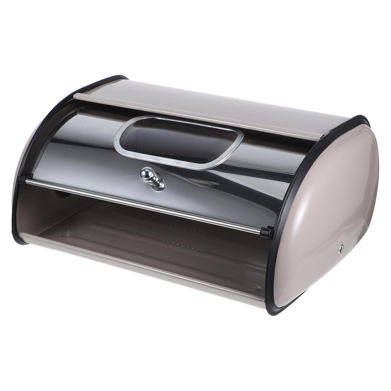 Caja de pan elegante de acero inoxidable con diseño de tambor sofis