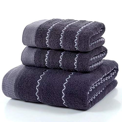 JNJ Toallas de baño, Absorción de Agua, Secado rápido, Juego de Toallas de algodón, Toalla de baño Jacquard de Tres Piezas con ondulación de Agua, Hombres Adultos y Mujeres Regalos en casa