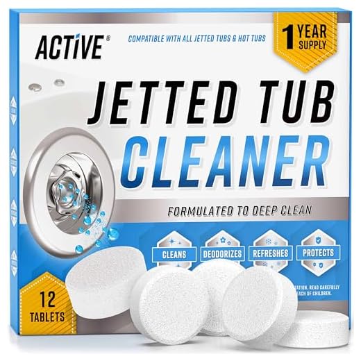 Jetted Tub Cleaner Bathtub Tabs - 12 ACTIVE Cleaning Tablets, Compatible with Whirlpool & Spa Bath System, Jets, Whirl Tubs, Professional Septic Safe Bath Jet Scale and Residue Remover - 1 Year Supply