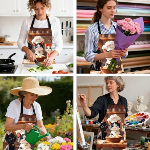 Image of Nuxovilar Cute Apron with Pockets, 26.77 * 30.7 Inches, Versatile for Meal Prep, Baking, Holiday Cooking