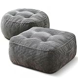 11' Thick Washable Floor Pillow for Adults, Yoga & Meditation Cushion with Handle, Square Large Pillows Seating with Removable Tufted Corduroy Cover for Tatami Living Room Board Games, Blind Shape