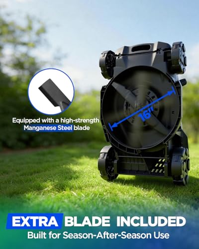 Image of 16-Inch 40V Max Brushless Cordless Electric Push Lawn Mower | Includes 40V Max 4.0Ah battery and charger, 148Wh Total Energy for Fewer Charging Interruptions during Routine Yard Care