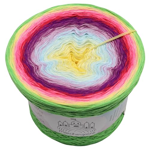 Farbverlaufsgarn Frühlingssonne 4 fädig Bobbel Wolle häkeln stricken (Frühlingssonne - Apfel außen, 4 Fach - 400g/1520m)