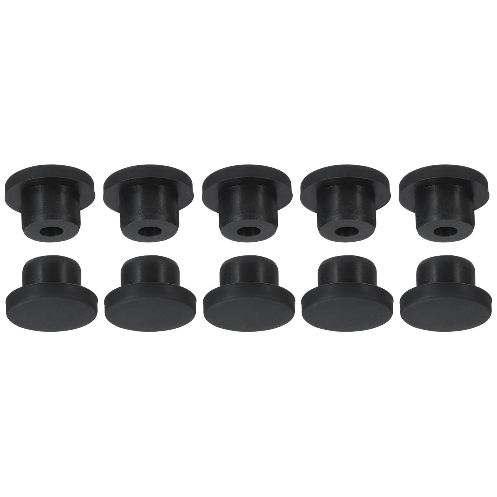 TA-VIGOR 10Pcs Silicone Hole Plugs, 15mm Diameter Hole Stoppers, Soft Flexible Rubber Panel Seal Cover Flush Type Panel Round for Kitchen Rubber Bulkheads Waterproof Sealing Plugs, Black
