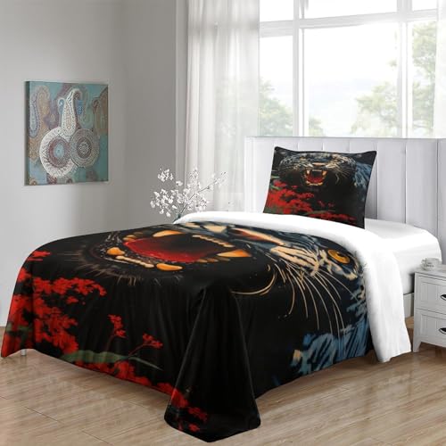 Housse de couette panthère noire 3D en microfibre zippée anti-plis - 5