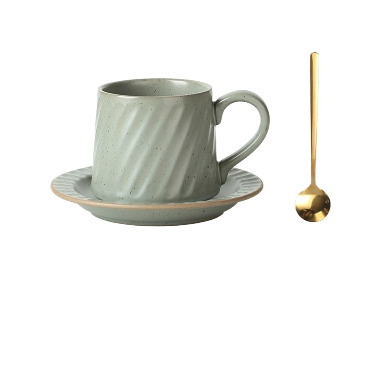 LIBANGRONG-888 Mugs Ceramic Mug Retro Latte Simple European Hand-poured Coffee Cup with Saucer and Spoon Set Milk Tea Cup