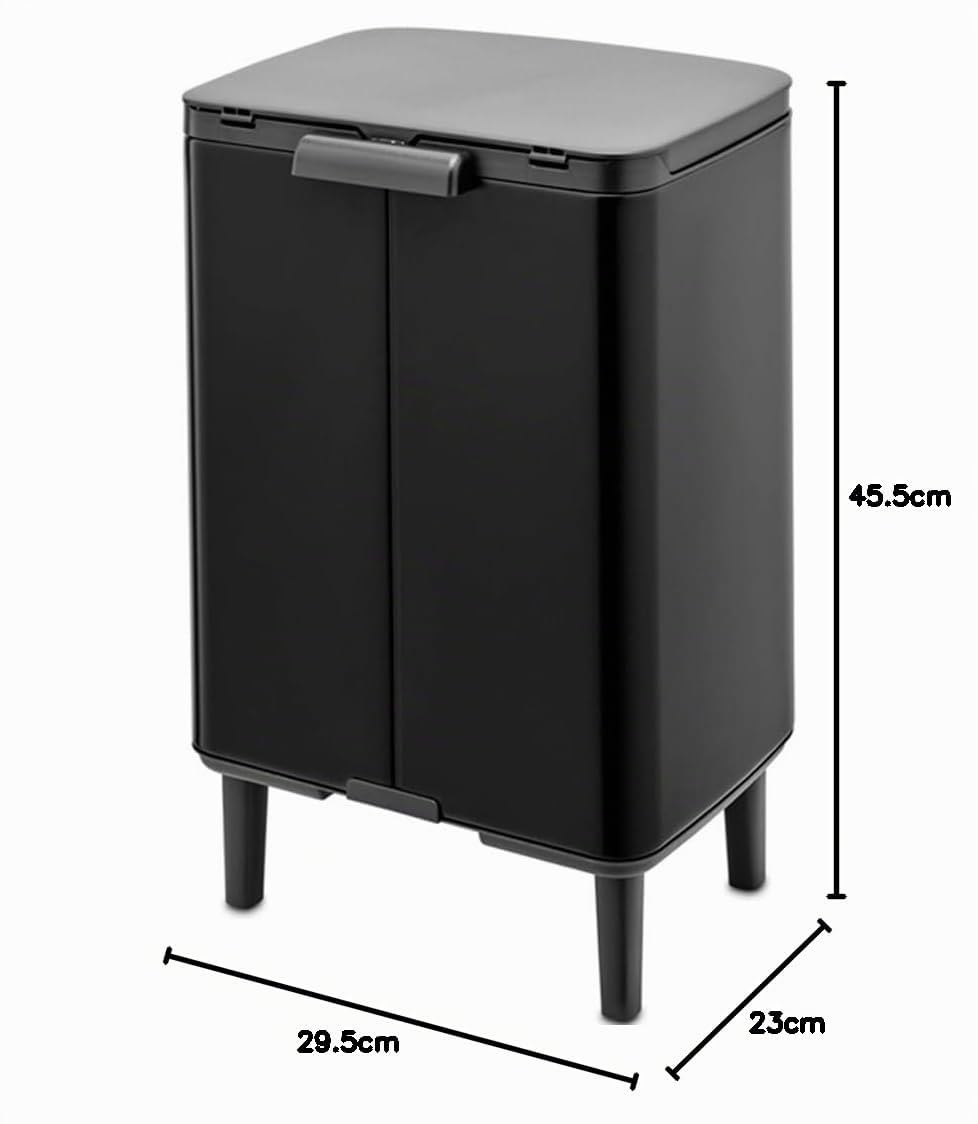 Brabantia - Mülleimer Bo Hi 12L mit Soft-Close-Deckel, herausnehmbarem Inneneimer und Transportgriff - Für Bad, Schlafzimmer und Homeoffice - Mattschwarz