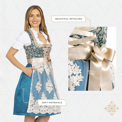 Image of BAVARIA TRACHTEN Dirndl Dress Women German Oktoberfest Blue with Blouse
