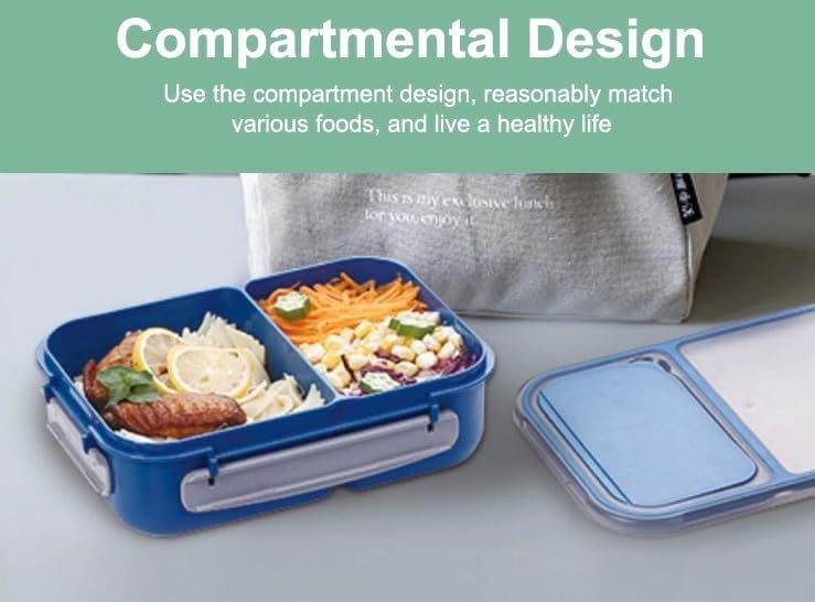 2 Pack, Pair - Lunch Box Set, Bento Box, Food Container for Adults, Kids, Baby for School, Work, Daycare. Lunch Boxes wirh 2 Compartments, Leak Proof, Spoon. (Blue/Peach - 1200ML) 5 51Z84DjsXkL. AC