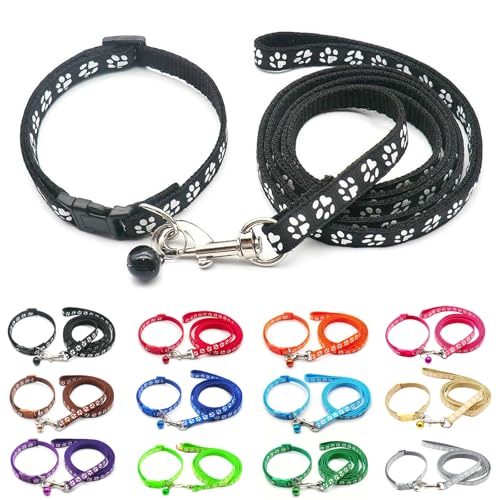 Foyscr Puppy Collar Set with Leash Dog Collar and LeashBlack