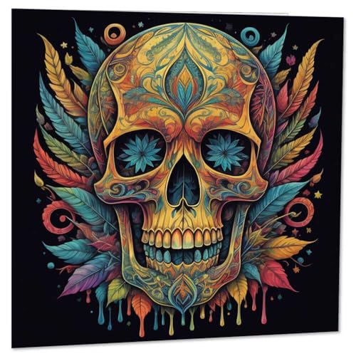 Carte d'anniversaire gothique avec tête de mort 145 x 145 mm