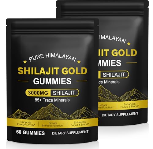 Gominolas de Shilajit 3000mg, Shilajit Puro del Himalaya, Gold Shilajit Gummies, Sin Gluten (60 Gominolas) (2 PCS)