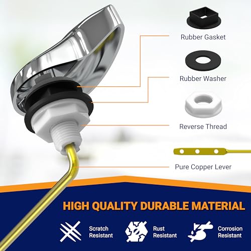 Image of Front Mount Toilet Handle Replacement, Compatible with American Standard, Kohler, TOTO, Gerber and Most Front Mount Toilet Tanks - Polished Chrome