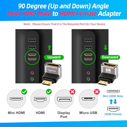 Mini HDMI a HDMI conector premium L con transmisión estable de 8K a 60Hz 2