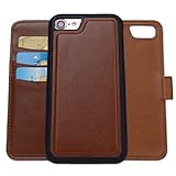 SHANSHUI Wallet Case Compatible with iPhone 7/8, RFID Blocking Magnetic Closure Detachable 2 in 1 PU Leather Flip Case RFID Blocking Card Holders Cash Pocket(Brown 4.7'')