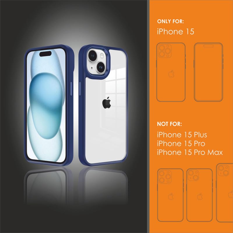 Image of for iPhone Case 15, [Anti-Yellowing Technology] [Military Grade Drop Protection] Shockproof Slim Hybrid Phone Case for iPhone 15 - Indigo Blue