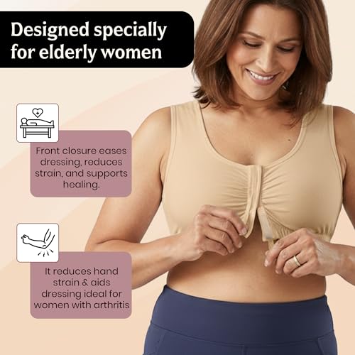 Image of Adaptive Cotton Bra - Easy On Front Closure, Wide Straps,Elastic Underband