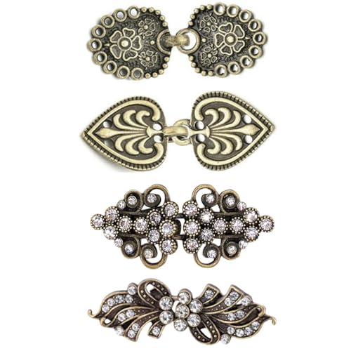 Gaodercha 4Pcs Cardigan Clip 4 Styles Vintage Jumper Swirl Clip Kette Kreative Schal Clips Kleid Shirt Button Clip Retro Shirt Clip Cape Pullover...