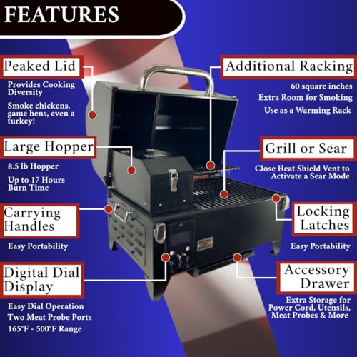 Image of Freedom Portable Pellet Grill & Smoker, 242 Sq In, Dual Probes