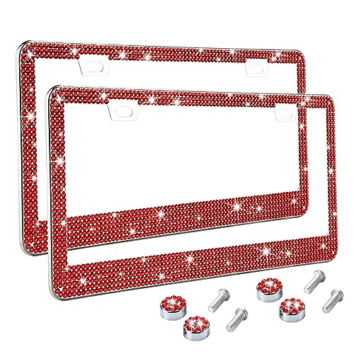 Tzarrot BCAU-RED-2 Bling License Plate Frame cover
