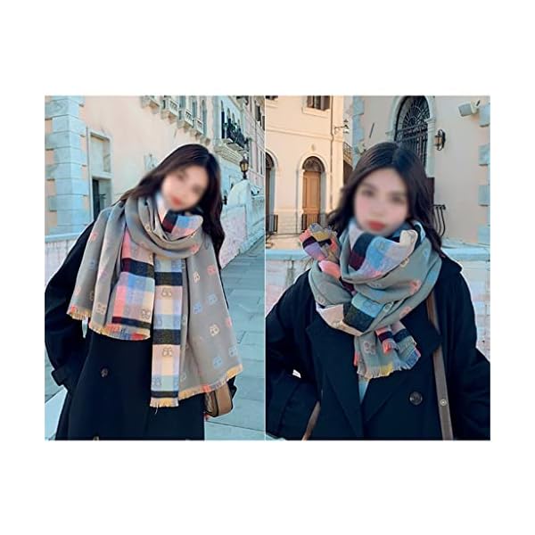HLMSKD Autumn/Winter Double-Sided Long Imitation Cashmere Scarf Women Winter Shawl Dual-use Versatile Warmth Padded Scarf (Color : A, Size : 65 * 190cm) - Image 6