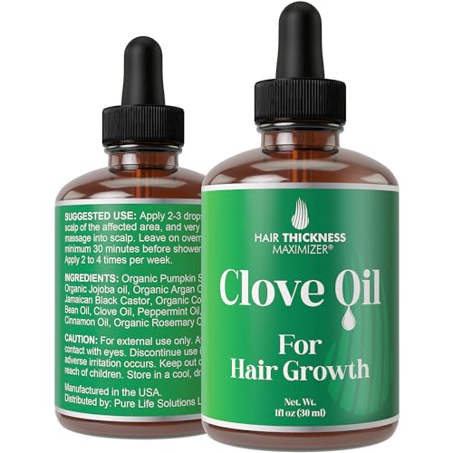 Clove, Rosemary, Peppermint & Jamaican Black Castor Oil Serum (1oz) - Vegan Hair Growth Treatment for Thickening, Moisturizing & Strengthening Weak Hair