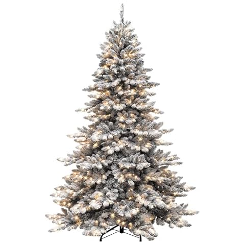 Puleo International 7.5' Royal Majestic Spruce Green Tree Flocked with 700 UL-Listed Clear PRE-Attached Lights Cover