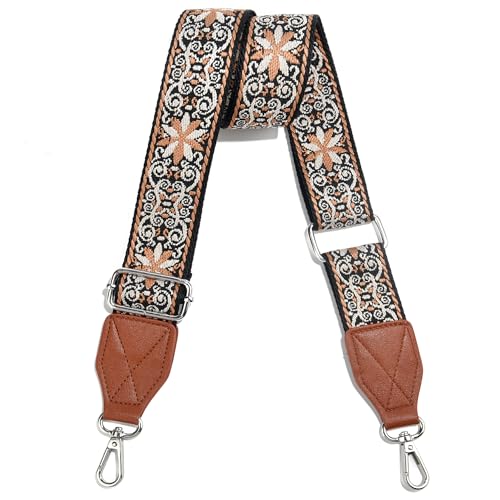 Image of Purse Strap,1.5 inch Leather End Shoulder Strap Adjustable Replacement,Retro Multi-Pattern Crossbody Bag Straps