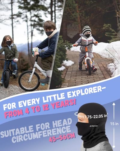 Hikenture Kids Balaclava Ski Mask - Kids Ski Neck Gaiter & Toddler Fleece Neck Warmer w/Helmet Liner Hood3