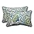 Pillow Perfect Floral Indoor/Outdoor Accent Throw Pillow Plush Fill, Weather, and Fade Resistant, Lumbar - 11.5" x 18.5", Blue/Green Zoe 2 Count