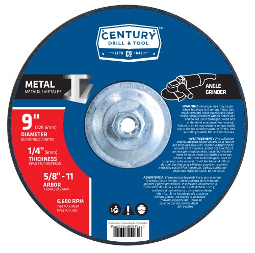 Century Drill & Tool 75592 Type 27 Metal Grinding Wheel, 9