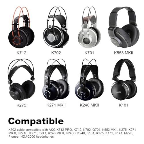 Cable Zosvoses compatible AKG K702 3.9ft miniatura 2