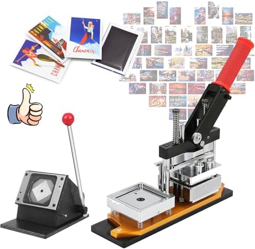 DIY Rectangle Magnet Maker Kit - 2.1x3.2in Photo Fridge Magnet Press Machine with 1000 Sets Materials, Paper Cutter & Knife - Perfect for Custom Magnets & Crafts