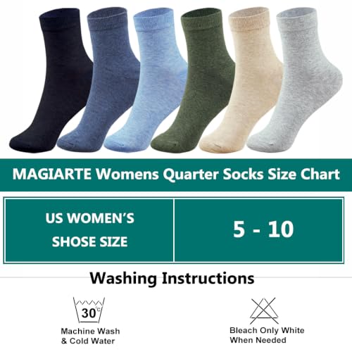 Image of MAGIARTE Womens Mini Crew Cotton Socks,6 Pairs | Anti-pilling Cotton, Casual Athletic, Quarter Calf, Moisture Wicking,Gift box packaging