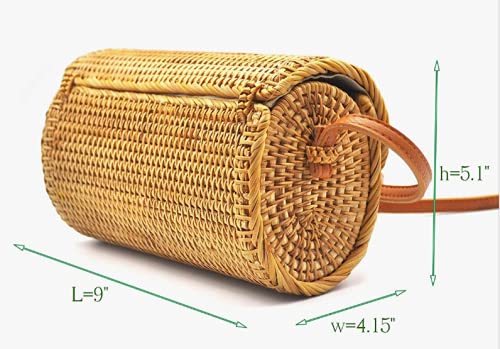 Generic Bali Rattan Bags for Women - Handmade Wicker Woven Purse Handbag with Leather Strap by ARAHAT Yellow - Image 8