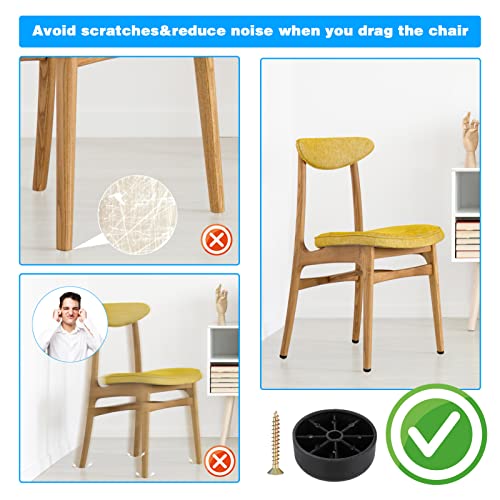 Zocipro Furniture Legs Round, 24Pcs Black Plastic Chair Feet Protectors with 24 Screws - Image 2