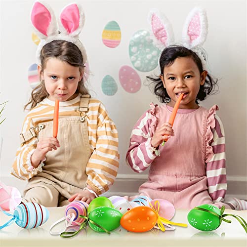 Easter Tree Decorations - 24 Pcs Colorful Christmas Egg Ornaments With Bow, Plastic Eggs Decor For Tree, Kids School Home Office Party Supplies Gifts #TOP3