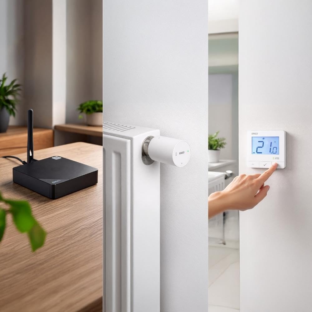 ENGO E25 zestaw startowy inteligentny termostat Zigbee bezprzewodowy termostat pokojowy z inteligentnym zaworem grzejnika i bramą, sterowany aplikacją system grzewczy do grzejników, inteligentne