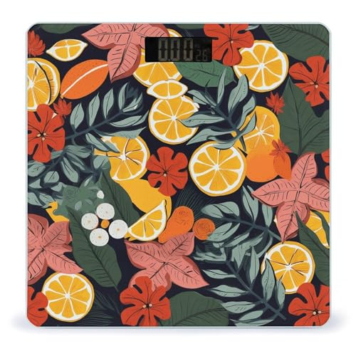 Báscula Digital de Baño con Diseño Tropical y Vidrio Templado