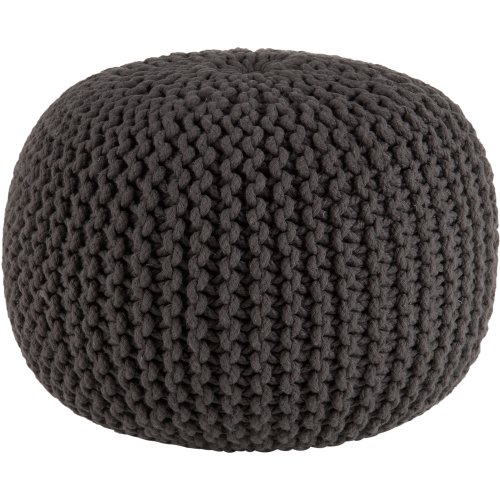 COTTON CRAFT - Hand Knitted Cable Style Dori Pouf - Grey - Floor