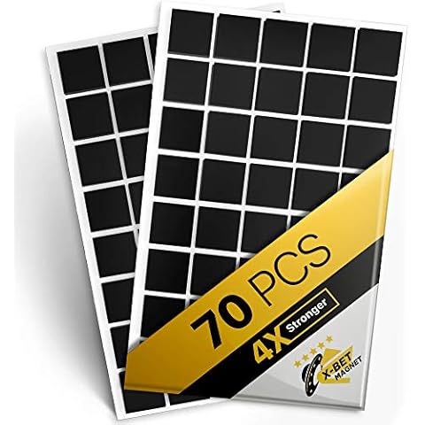 Magnetic Squares - 1 Tape Flexible Magnetic Sheet of 70 Self Adhesive Magnetic Squares (each 2cm x 2cm) - Sticky Magnets - Ideal Alternative to Magnetic Roll, Magnetic Strip and Magnetic Stickers Cover