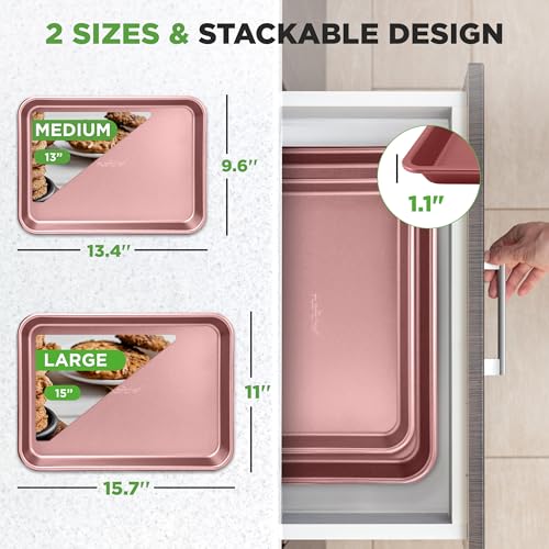 Nutrichef Antihaft-Backblech Pfanne 2pc Groß und Med Metall Professionelle Qualität Küche | Antihaft-Backbleche mit Rand… – Ansicht 3