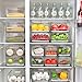 2 Pack Fruit Storage Containers for Fridge, Stackable Refrigerator Organizers and Storage,Reusable Storage Containers,Fridge Organizer Drawer for Produce,Vegetable in Home Kitchen, Restaurant,BPA-Free