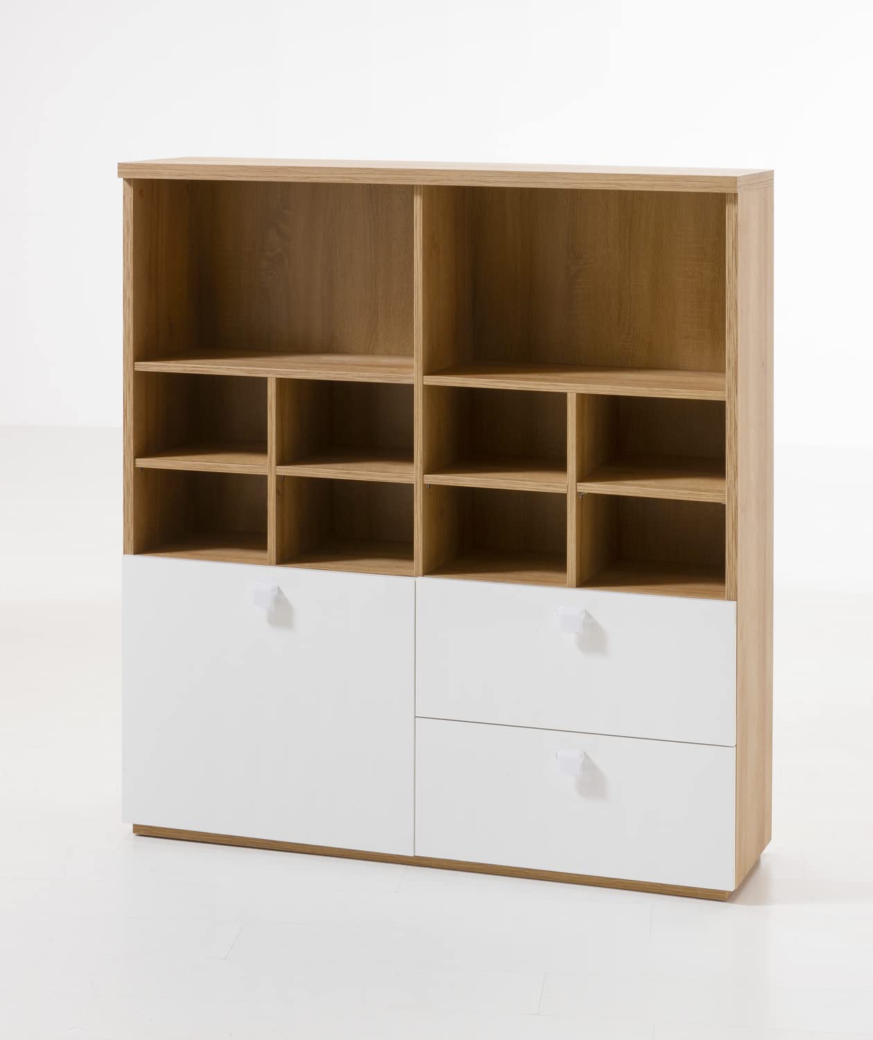  Composad GLOBO Line Libreria con 2 Cassettoni e 1 Porta, per Camera da Letto, Studio, Ufficio, Materiale Legno Scuro e 
