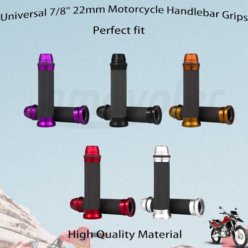 Image of Universal Motorcycle Handlebar Grips Fits for Motorcycles with 7 /8 inch Left Grip and 1 inch Right Sports Bike Chopper Cruiser Bike Etc.