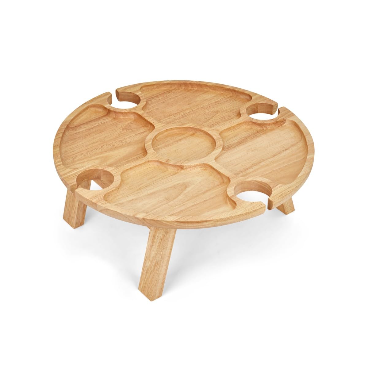Livoo – Vassoio aperitivo MES150 – Heva, ∅ 35 x 14 cm, 4 tacche per vetro, gambe pieghevoli